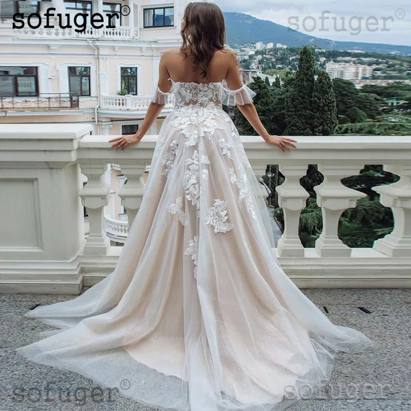 Летнее элегантное Милое Свадебное платье с открытыми плечами Robe De Mariee Sofuge Boho элегантное женское вечернее платье Abiti Da Sposa длинные платья
