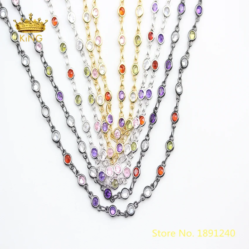 5 метров 4 мм Крошечные Красочный циркониевая монета бусы четки цепи Fine Jewelry, массовая CZ бисером цепи украшенное кубическими камнями циркона выводы HX212