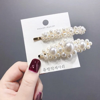A006 2pcs Заколка для волос в Корейском стиле для женщин и девочек из металлического сплава из жемчуга BB заколки для волос Роскошные многофункциональные ряды неправильные искусственные жемчужины декоративные шпильки для волос - Цвет: A006 2pcs