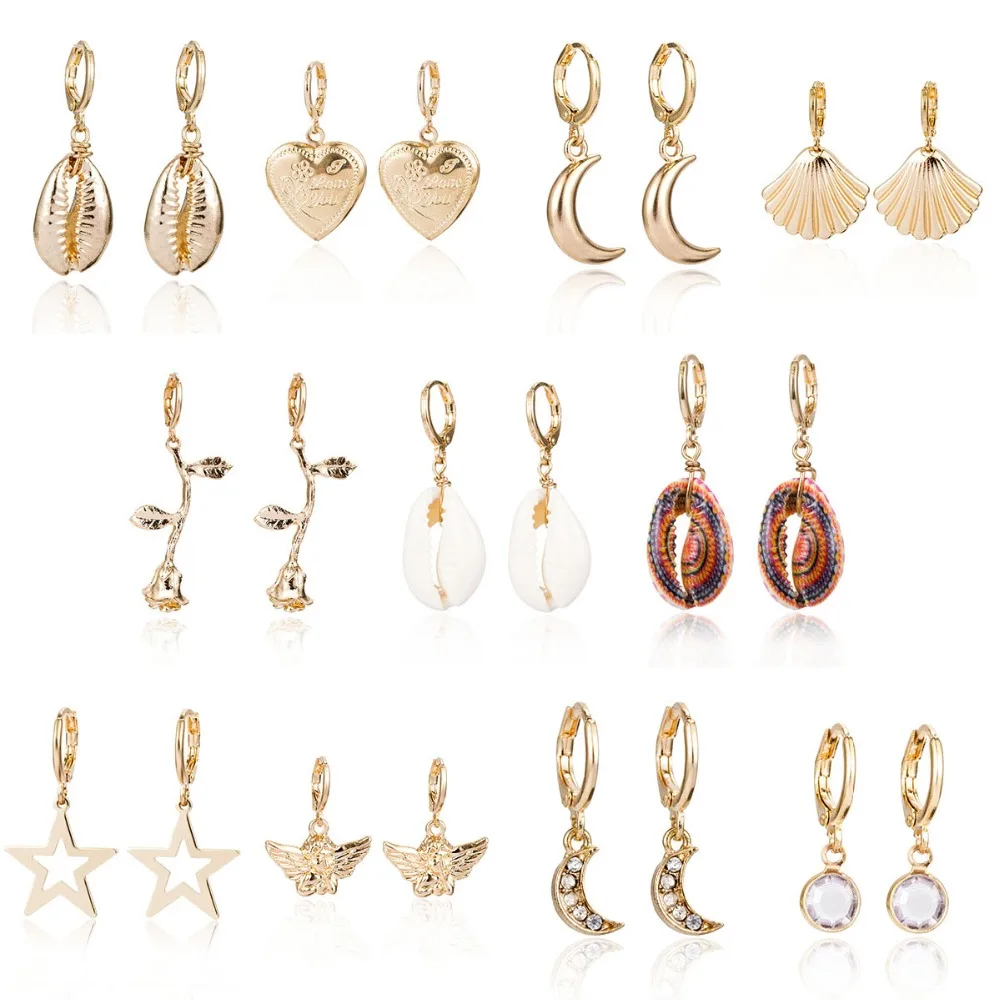 2019 новый милый простой Морская ракушка с цветочным узором в виде роз Луна крестик