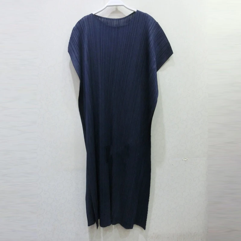 Changpleat 2018 New Loose women dress Miyak Pleated O-neck Solid Simple Large Size Summer Elastic Female Dresses Fashion Tide | Женская