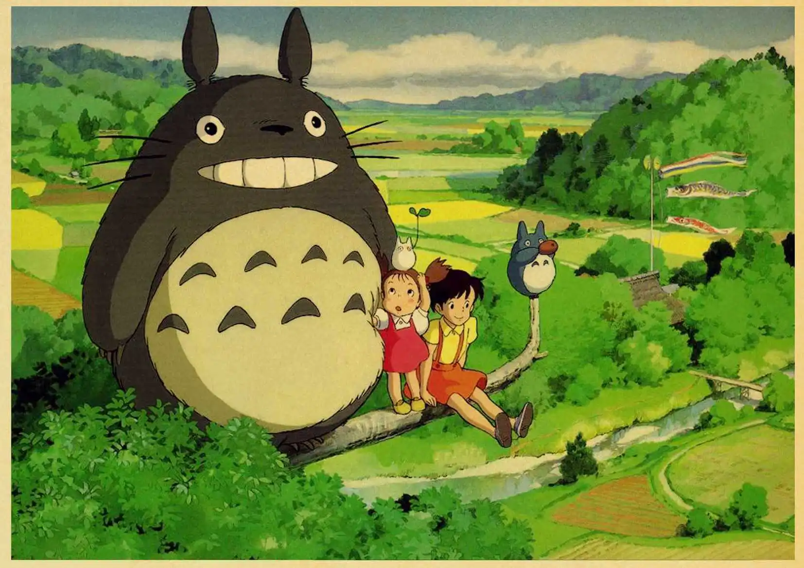 W042 Хаяо Миядзаки мультфильм фильм Tonari no Totoro ретро постер ВИНТАЖНЫЙ ПЛАКАТ настенный Декор для дома Бар Кафе для детской комнаты - Цвет: W042