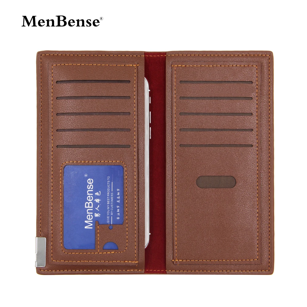 Мужской длинный кожаный кошелек bense деловой мужской тонкий клатч с карманами для