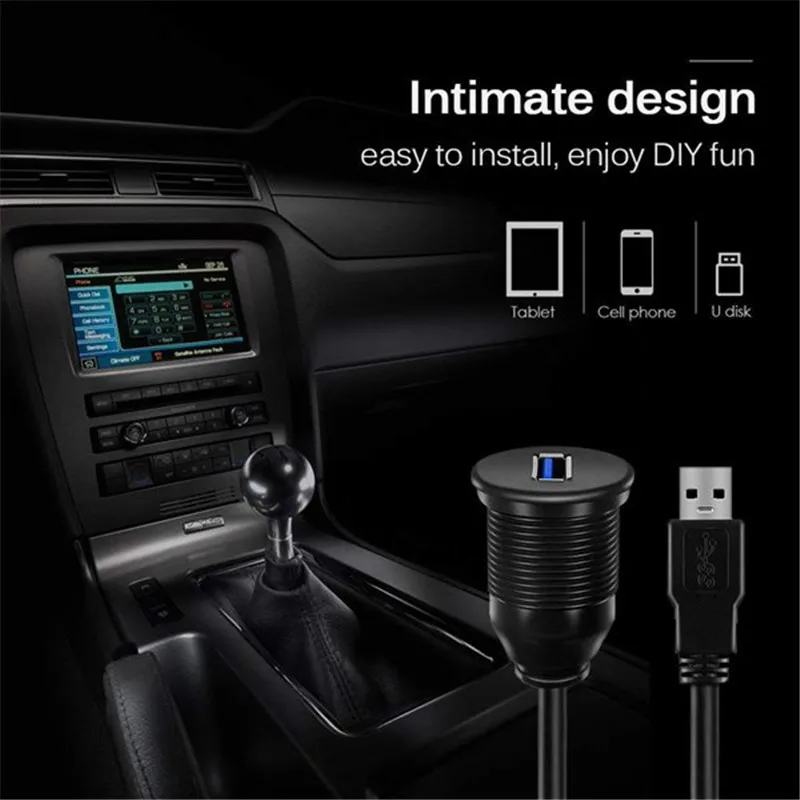 3 фута USB 3,0 штекер USB 3,0 Женский AUX флеш-крепление для автомобиля водонепроницаемый удлинитель для автомобиля грузовика лодки мотоцикла Dashboar