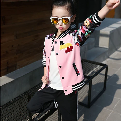

Kids Clothing Set Track Suit Children Long Sleeve Cotton O-neck Jacket+Pants School Girls Autumn Spring Suit