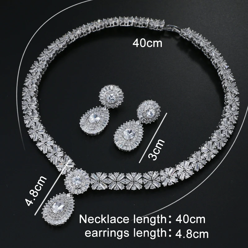 

GMGYQ Luxury Design Zircon Chain Earrings Set Nigerian Wedding African costume Big Women's Jewelry Set with Clear Crystal Stone