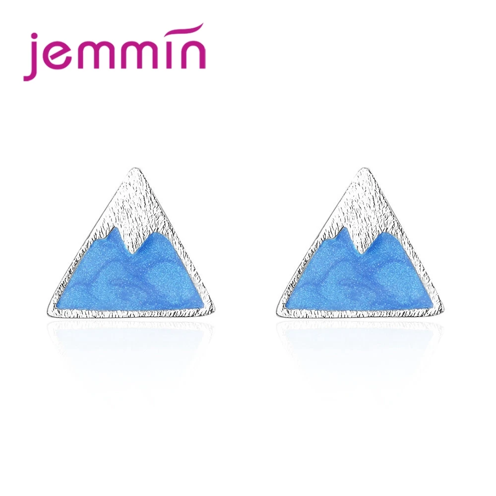 

Unique Design Triangular Snow Mountain Stud Earrings New Trendy Romantic Girl Exquisite Valentine's Gift 925 Sterling Silver