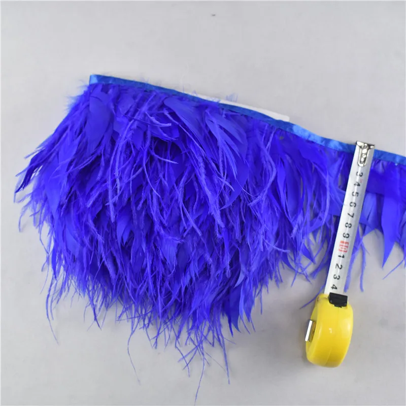 Royal blue 10 метров кожа розовый страусиные перья гусиное перо для рукоделия 8-12 см перья отделка Лента юбка/бахрома/платье/костюм Шлейфы - Цвет: Royal blue