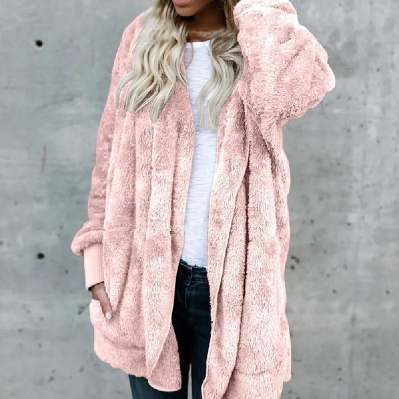 TEMOFON Fleece Sweater Women Cardigan Female Cotton Warm Long Veste Femme Kimono Hooded Fashion Coats ELD1166 |
