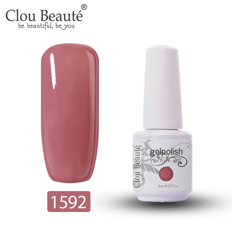 1592 Clou Beaute Гель-лак 8 мл Полупостоянный УФ светодиодный лак для ногтей замачиваемый Белый Гель-лак для ногтей базовое верхнее покрытие дизайн ногтей - Цвет: 1592