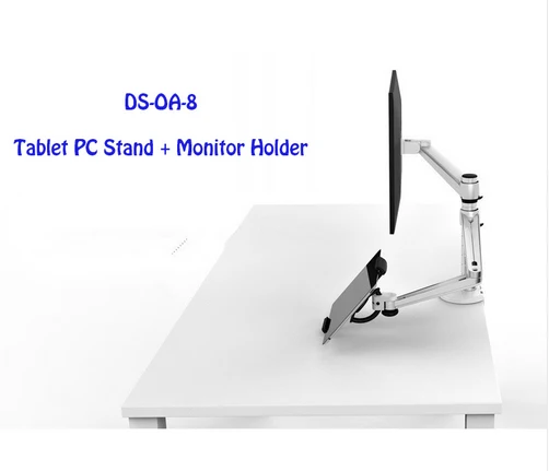 Economici OA-8 Desktop Clampping Full Motion Altezza Regolabile Doppio Braccio Titolare Tablet PC + Braccio Singolo Monitor Holder Tablet PC Stand