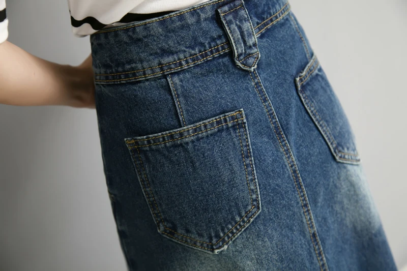

2Xl Plus Size Women 2020 Summer Autumn Korean Feminina Denim Jeans Skirt Long Skirts Loose Cowboy Skirts Female A1708