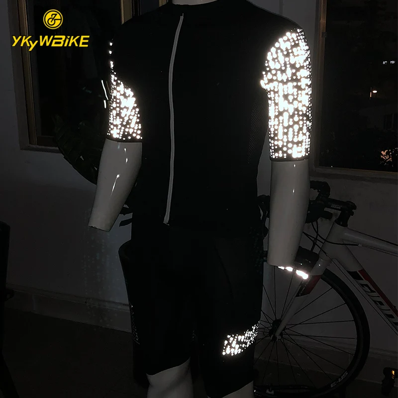 YKYWBIKE Велоспорт Джерси короткий рукав Новая ткань рукава с отражателями MTB