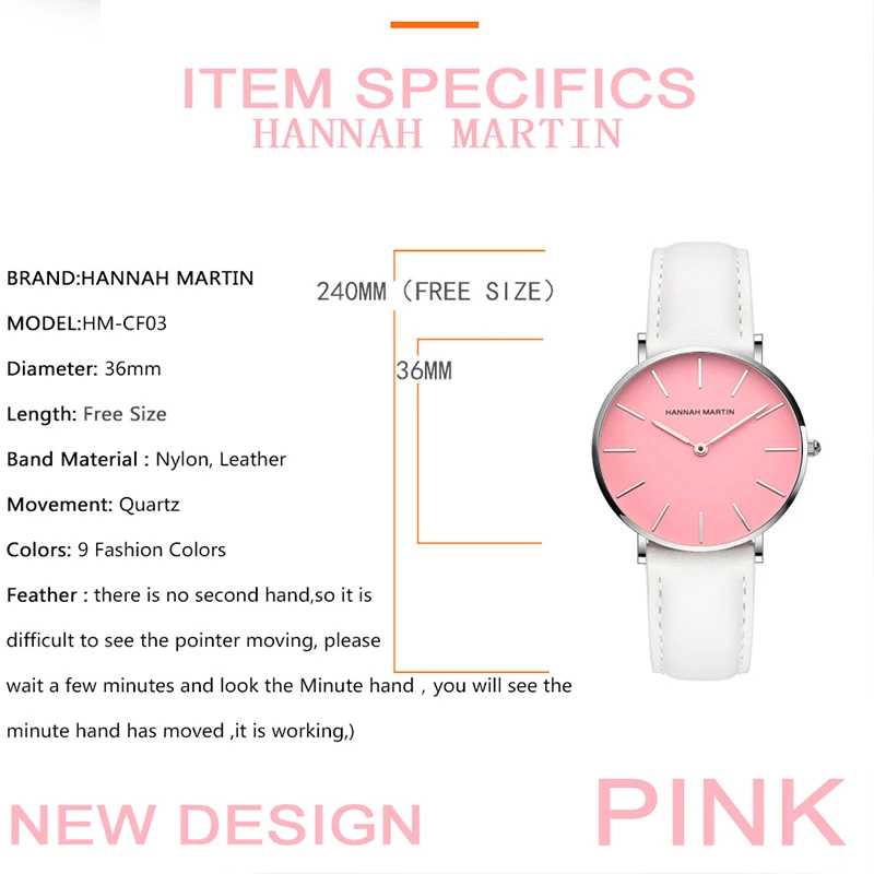 Ханна Martin модные платье Часы Для женщин моды кожаный ремешок аналоговые