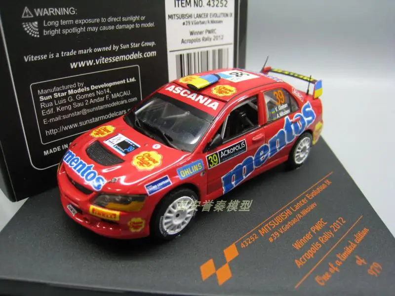 VITE SSE 1:43 MITSU BISHI LANCER сплав модель автомобиля литья под давлением металлические игрушки подарок на день рождения для детей мальчик