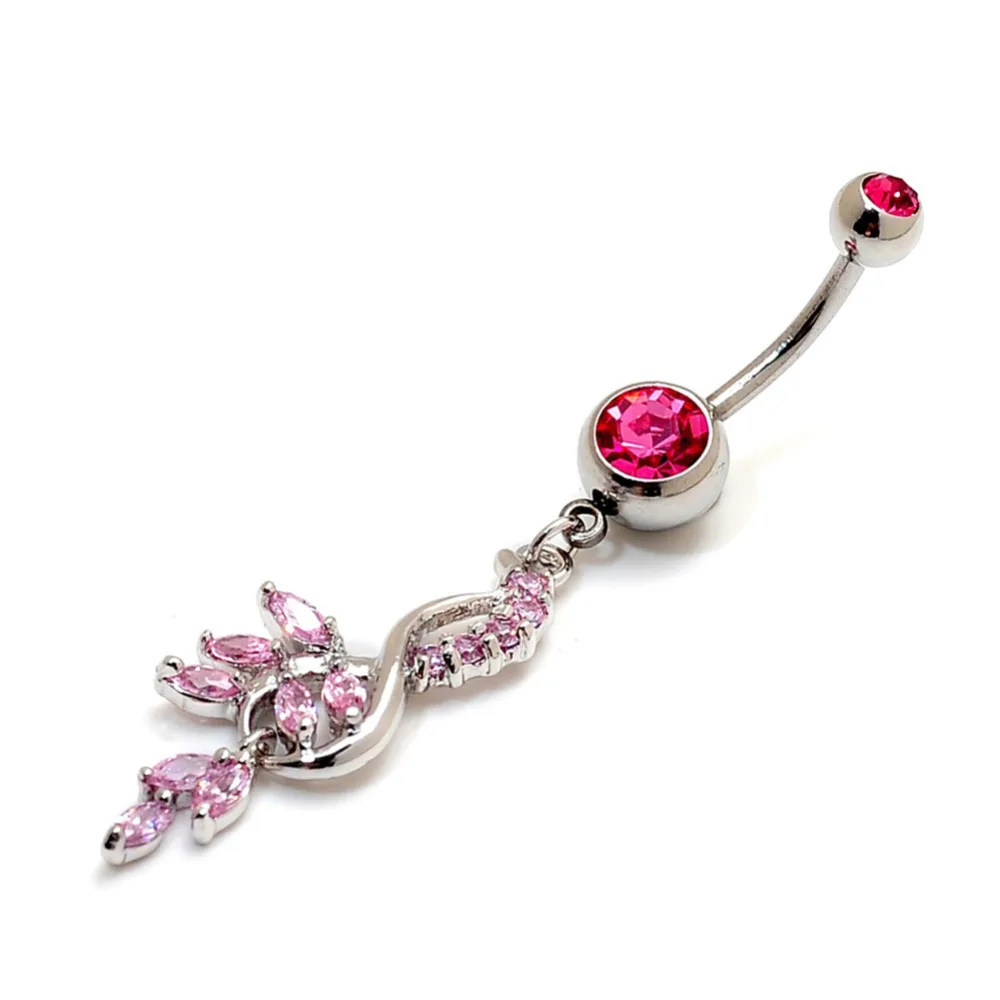 Кристалл кисточкой мотаться серебряные пупка бар тела ювелирные изделия пирсинг