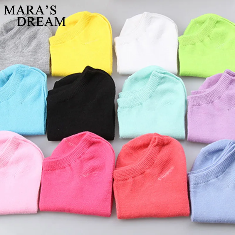 Mara's Dream, 10 шт = 5 пар/лот, женские хлопковые носки, летние милые носки-башмачки карамельного цвета, короткие носки для женщин, тонкий носок, Тапочки