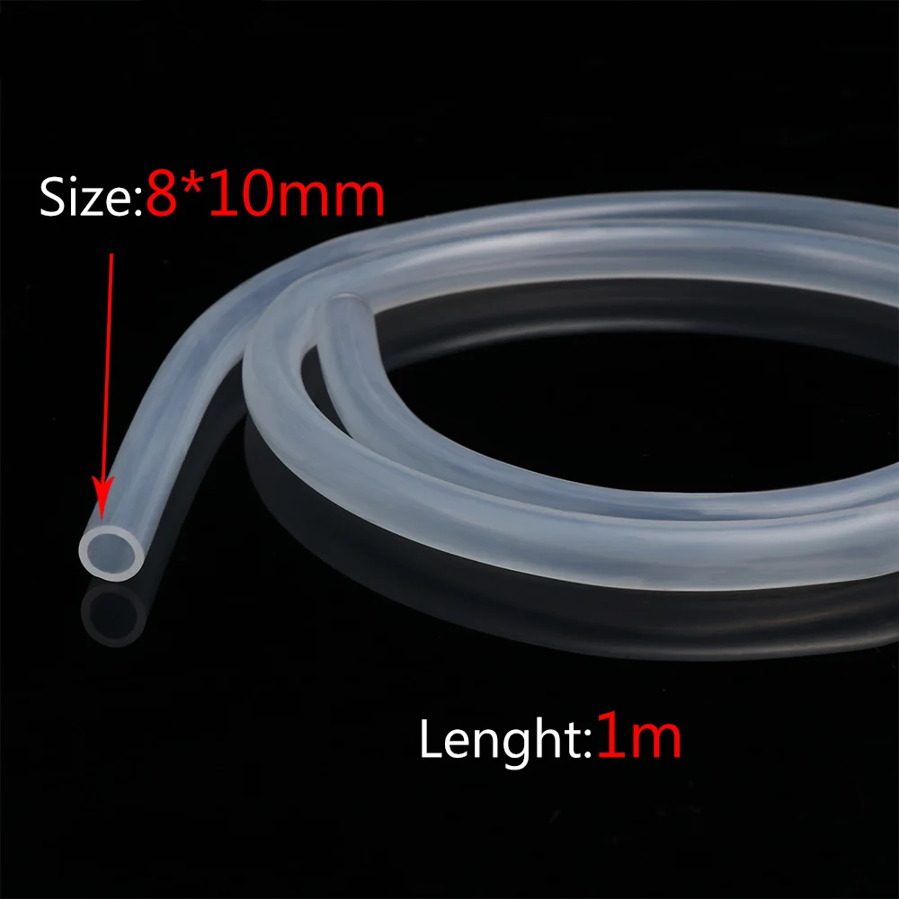 8x10 mm 1 м для детей 4, 5, 6, 7, 8, 9, 10, 11, 12, 14, 16 мм из Диаметр Гибкая силиконовая труба Еда Класс прозрачный силиконовый штамп резиновый шланг - Цвет: 8x10 mm