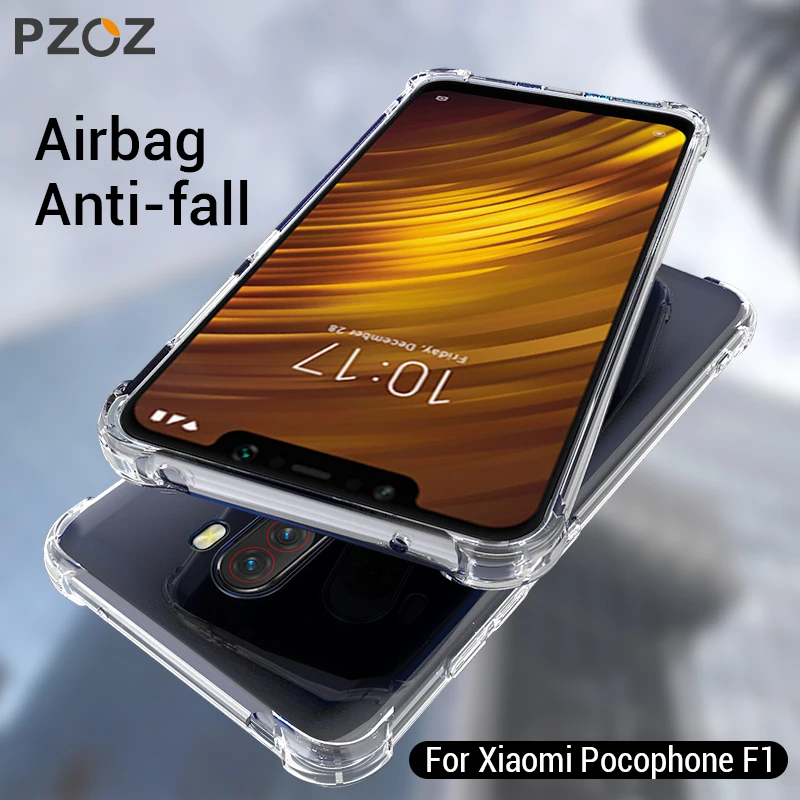 PZOZ для Xiaomi Pocophone F1 чехол противоударный защитный чехол для телефона TPU мягкая прозрачная защитная сумка для Xiaomi F1 PocophoneF1