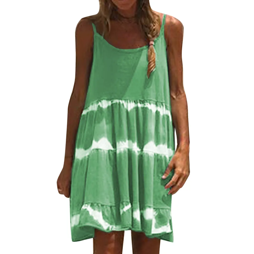 Women Dress Summer Casual Clothes Ladies Camisole O Neck Chiffon Daily Boho Sexy Mini Dresses New Fashion Party 2019 | Женская одежда