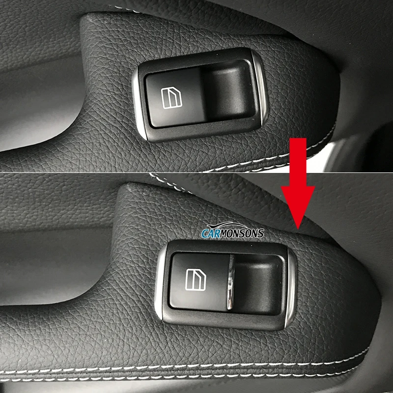Наклейки на кнопки подъема двери Mercedes Benz A B CLA GLA Class W176 W246 C117 X156 хромированная