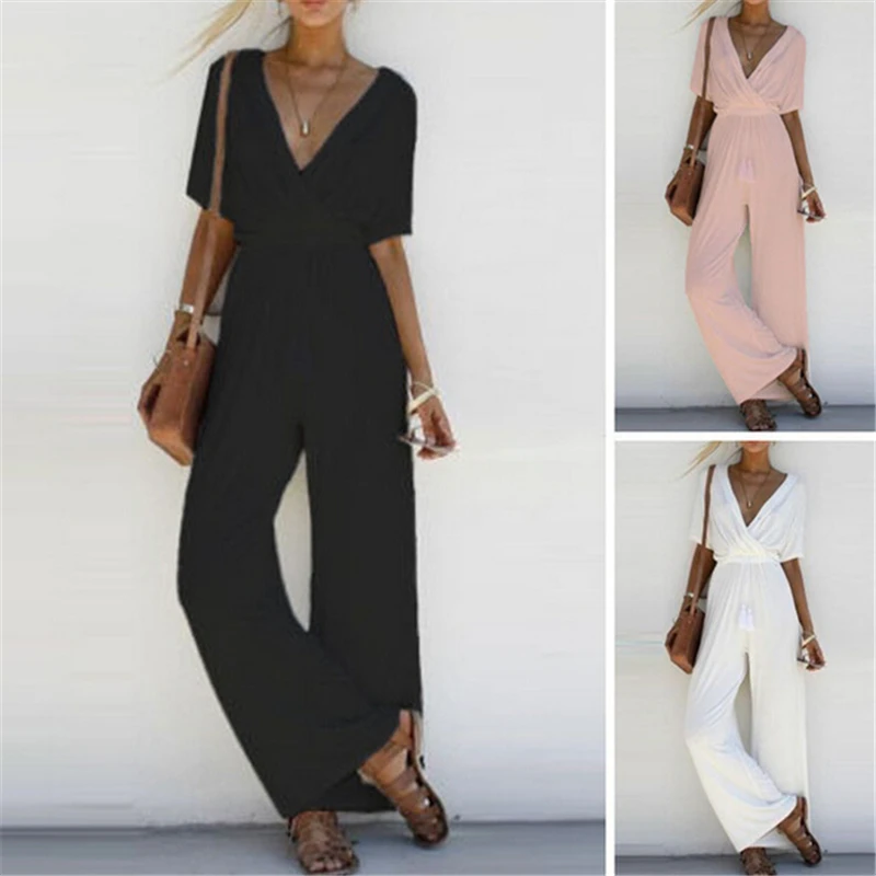 Женский свободный комбинезон с v-образным вырезом вечерние комбинезоны коротким