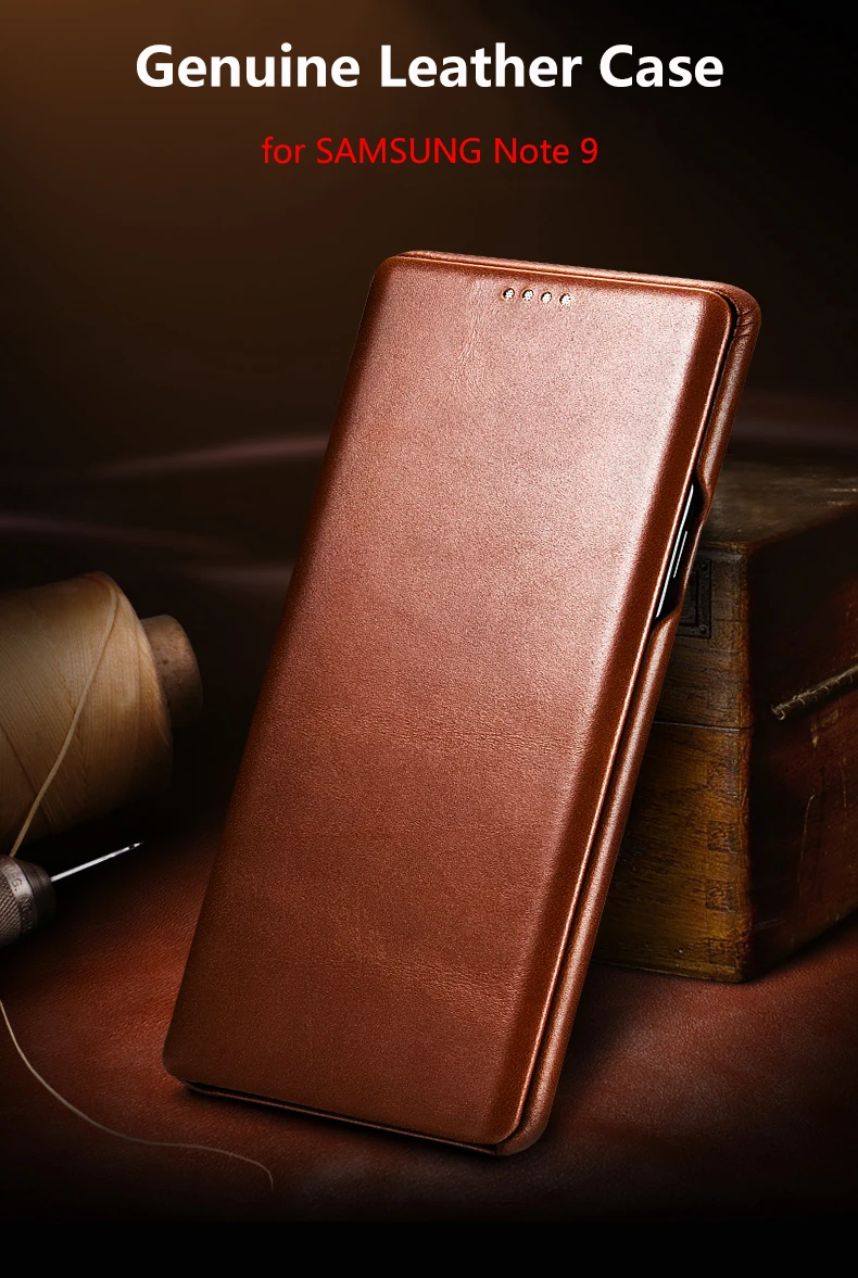 Чехол для samsung Galaxy Note 9, роскошный винтажный твердый противоударный флип-чехол из натуральной кожи, чехол для телефона для Note 9, задняя крышка