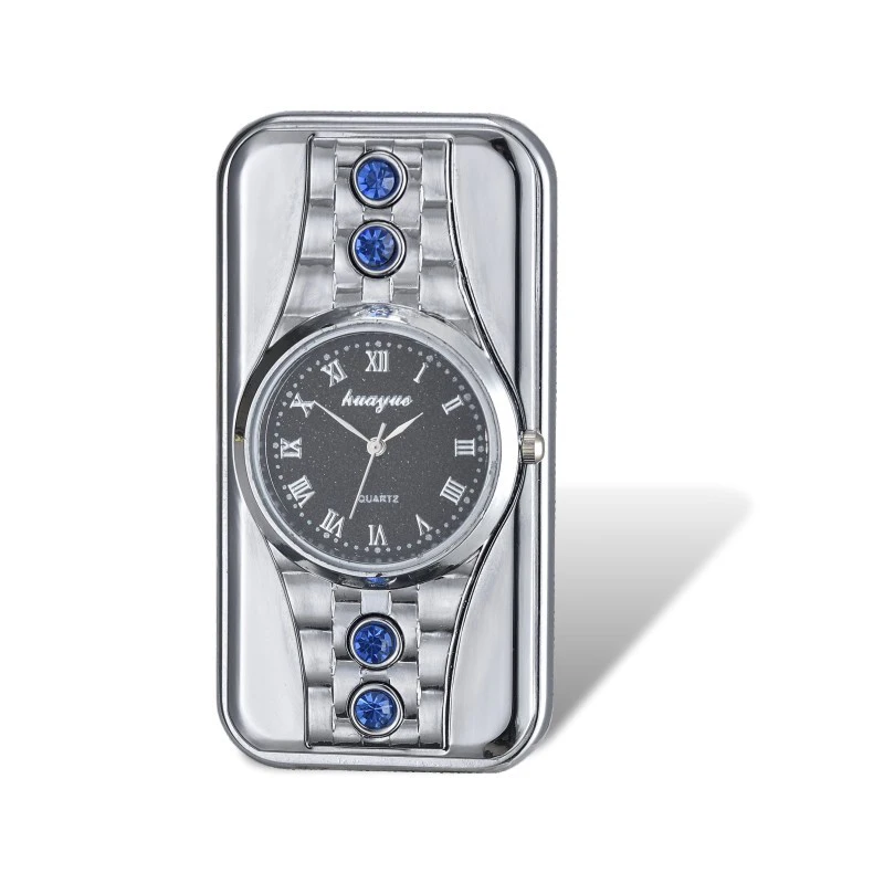 Зажигалка для часов, USB, вольфрам, турбо, ветрозащитная, мужская, цвет, цинковый сплав, Электронная зажигалка для сигарет, лазерная, логотип, горка для воспламенения - Цвет: silver