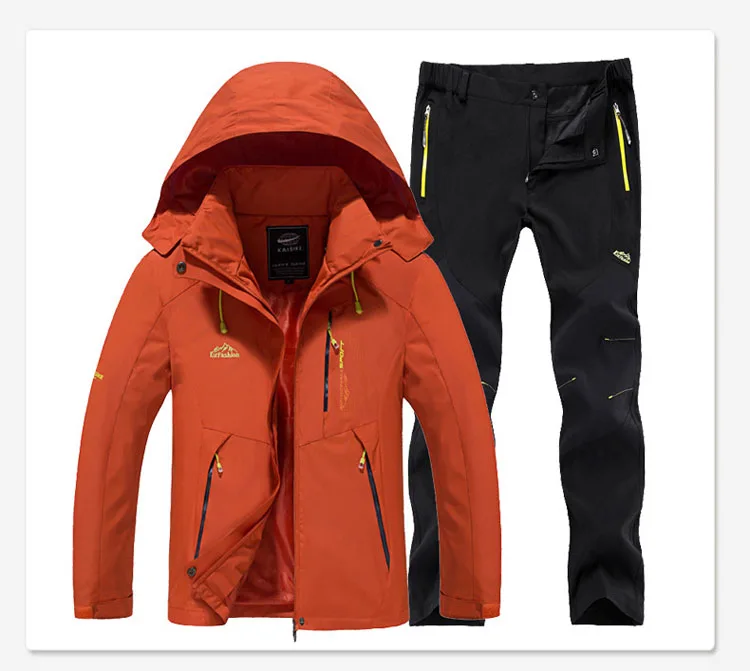 orange black TRVLWEGO мужские весенние походные куртки для рыбалки, брюки, набор для кемпинга, альпинизма, походов, осени, для путешествий, быстросохнущие штаны - Цвет: orange black
