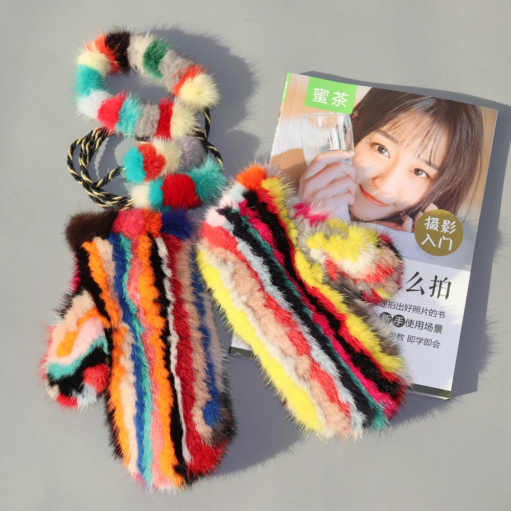 Перчатки женские зимние из натурального меха норки эластичные | Аксессуары для