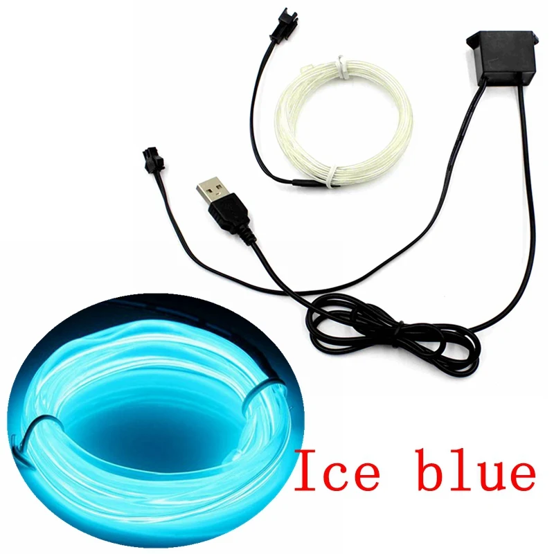 1 м/2 м/3 м/5 м/10 м 5 В USB неоновый светильник для танцевальной вечеринки декоративная лампа для автомобиля неоновый светодиодный светильник Гибкий EL провод веревка трубка водонепроницаемая светодиодная лента - Испускаемый цвет: Ice Blue