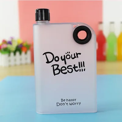 BPA free 380 мл Модная Портативная фляга для сока, фляга для спорта на открытом воздухе, пластиковые мои бутылки для воды, креативный чайник для ноутбука - Цвет: black