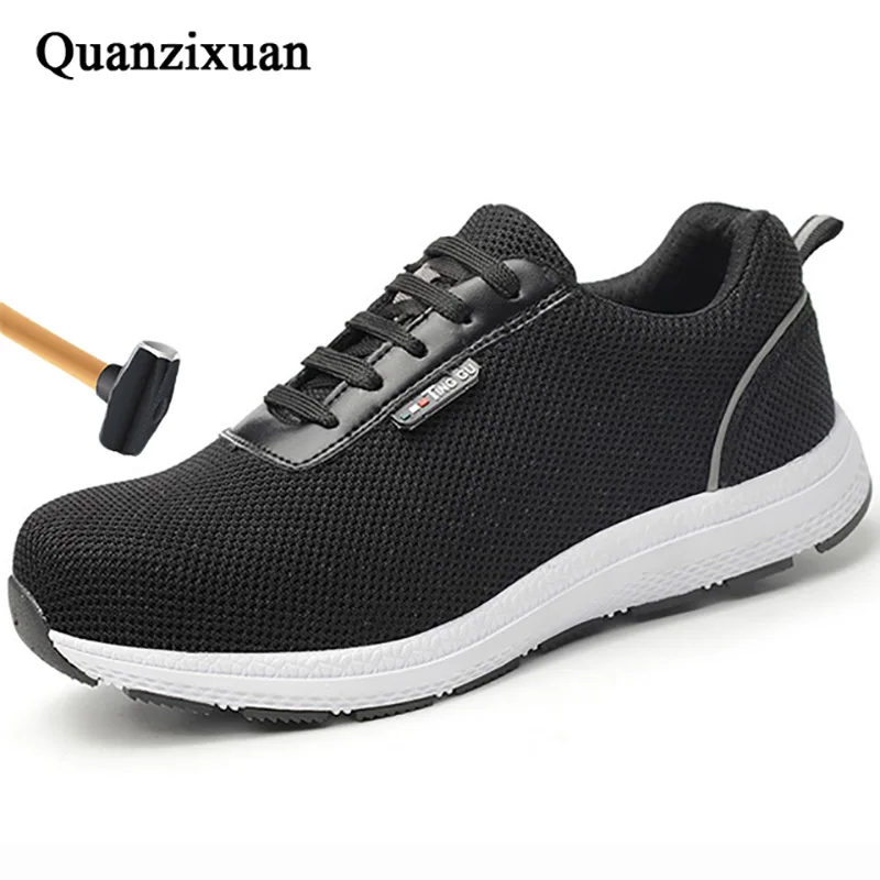 Мужские рабочие ботинки легкие дышащие со стальным носком Мужская безопасная