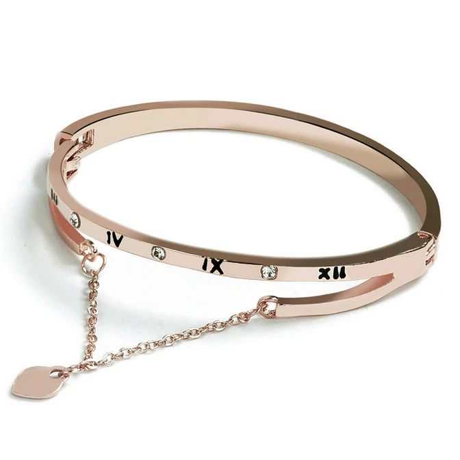 Rose Gold Color Роскошные женские ювелирные изделия, розовое золото, нержавеющая сталь, сердце, браслеты и браслеты, Европейское сердце, любовь навсегда, очаровательный браслет для женщин - Окраска металла: Rose Gold Color