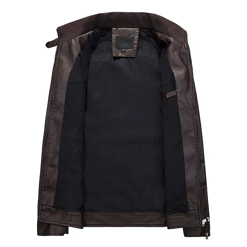 Куртка мужская кожаная приталенная мотоциклетная повседневная однотонная Осень