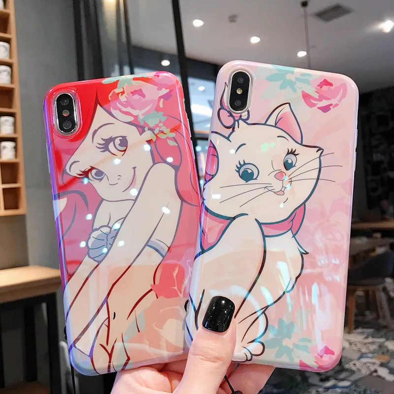 Роскошный модный чехол для телефона с рисунком кота и принцессы iphone 6 6s 7 8 Plus X XR XsMax