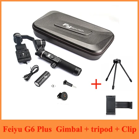 plus tripod Clip Feiyu G6 Plus 3-Axis брызгозащищенное WI-FI портативный монопод с шарнирным замком для экшн-Камеры Gopro Hero 6/5/4 действие Камера смартфонов - Цвет: plus tripod Clip