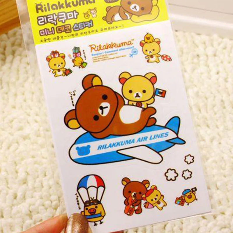 5 шт./партия милые бумажные наклейки Rilakkuma ПВХ украшения наклейки для альбома телефона скрапбукинга корейские канцелярские принадлежности