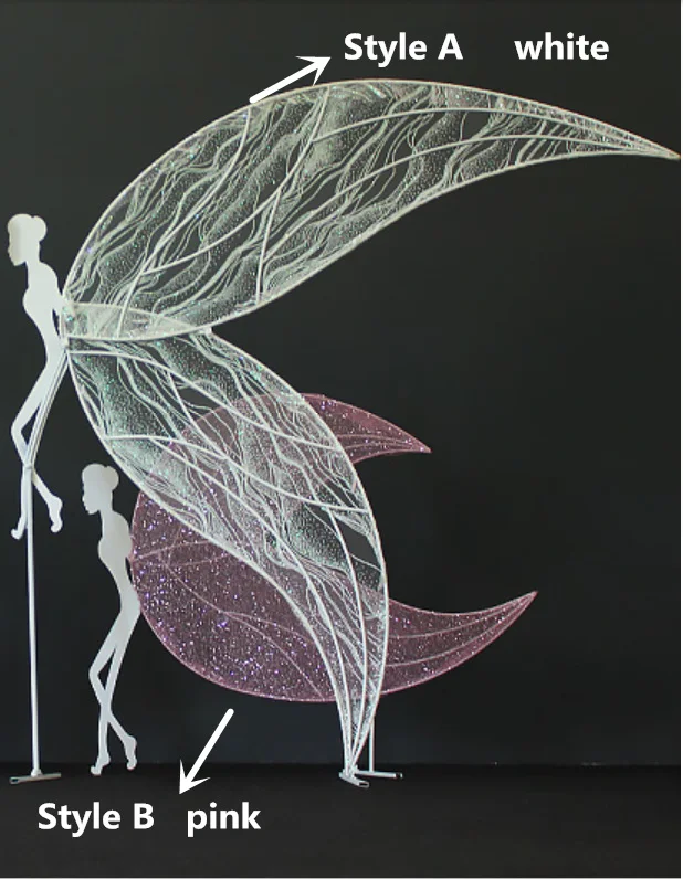 2pcs Wedding wrought iron elf ornaments holiday party stage pendant window props mall decoration - Цвет: white A and pink B