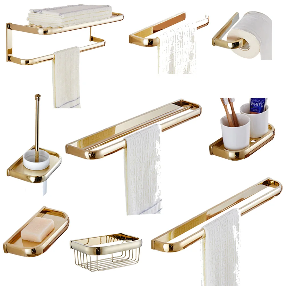 Leyden Твердые Латунные комплекты оборудования для ванны с золотой отделкой