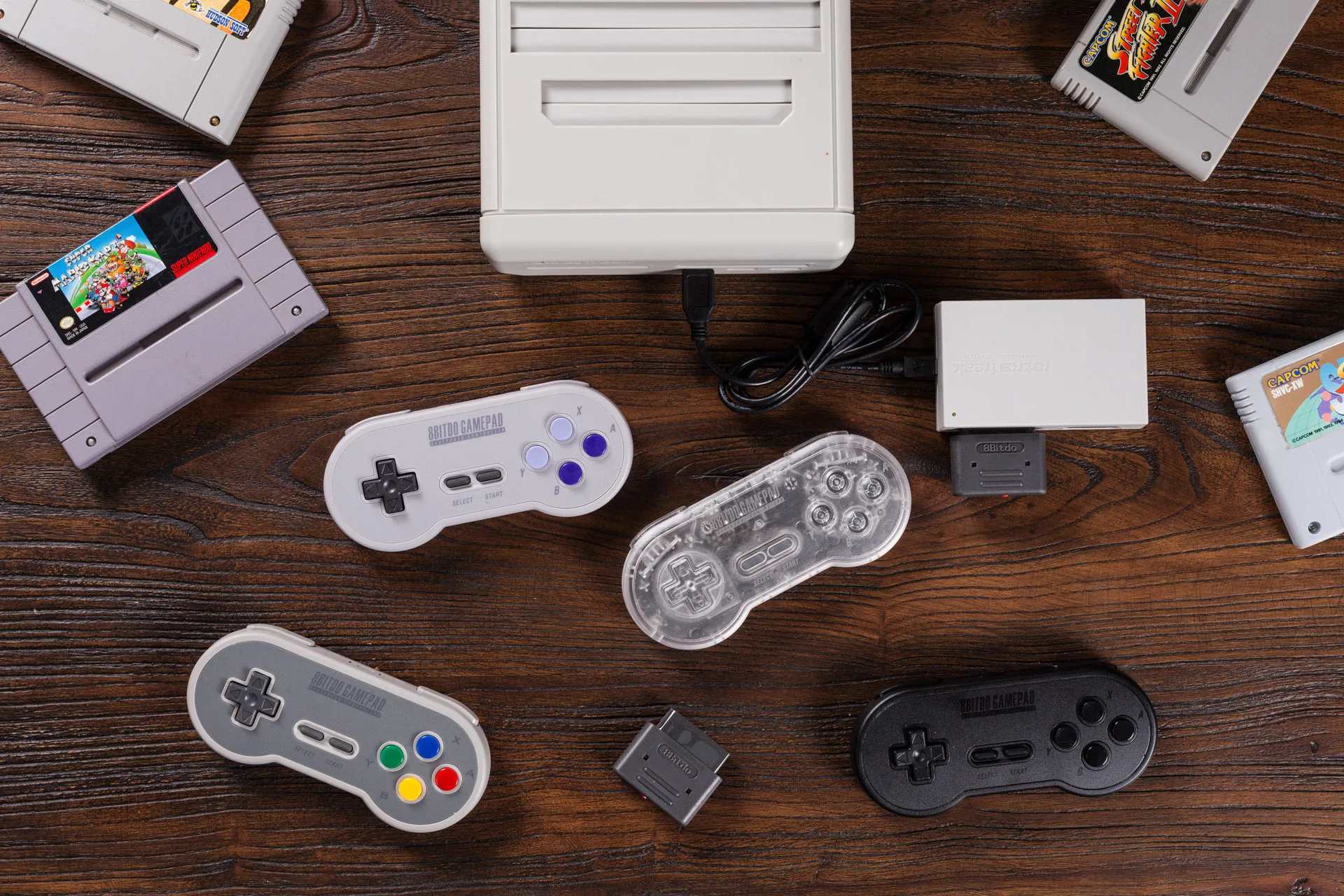 8Bitdo SN30 2,4G беспроводной геймпад Ретро пульт управления с 2,4G NES приемником USB-C беспроводной игровой коврик для SNES Classic Edition