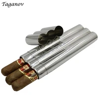 304 stainless steel three cigars tube box mirror polished high quality portable cigar accessories contain 3 cigars men best gift