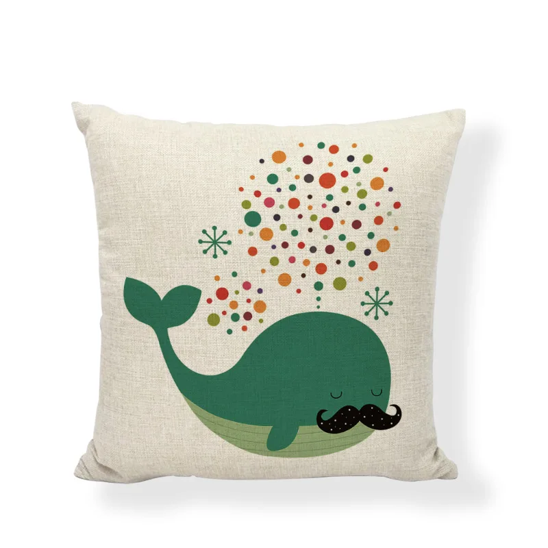 Милая подушка в форме Кита мультяшная рыба лен хлопок SAVE SEAS Sea Star 45*45 см квадратный