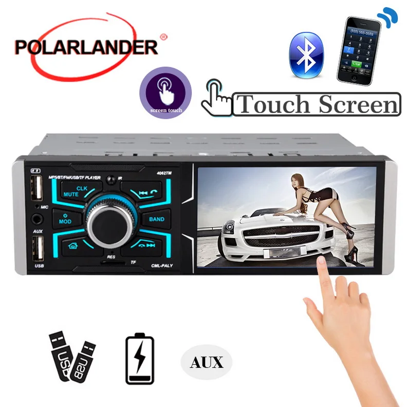 Автомагнитола 4 1 дюйма с сенсорным экраном HD AUX FM Bluetooth Mirrorlink Din | Автомобили и