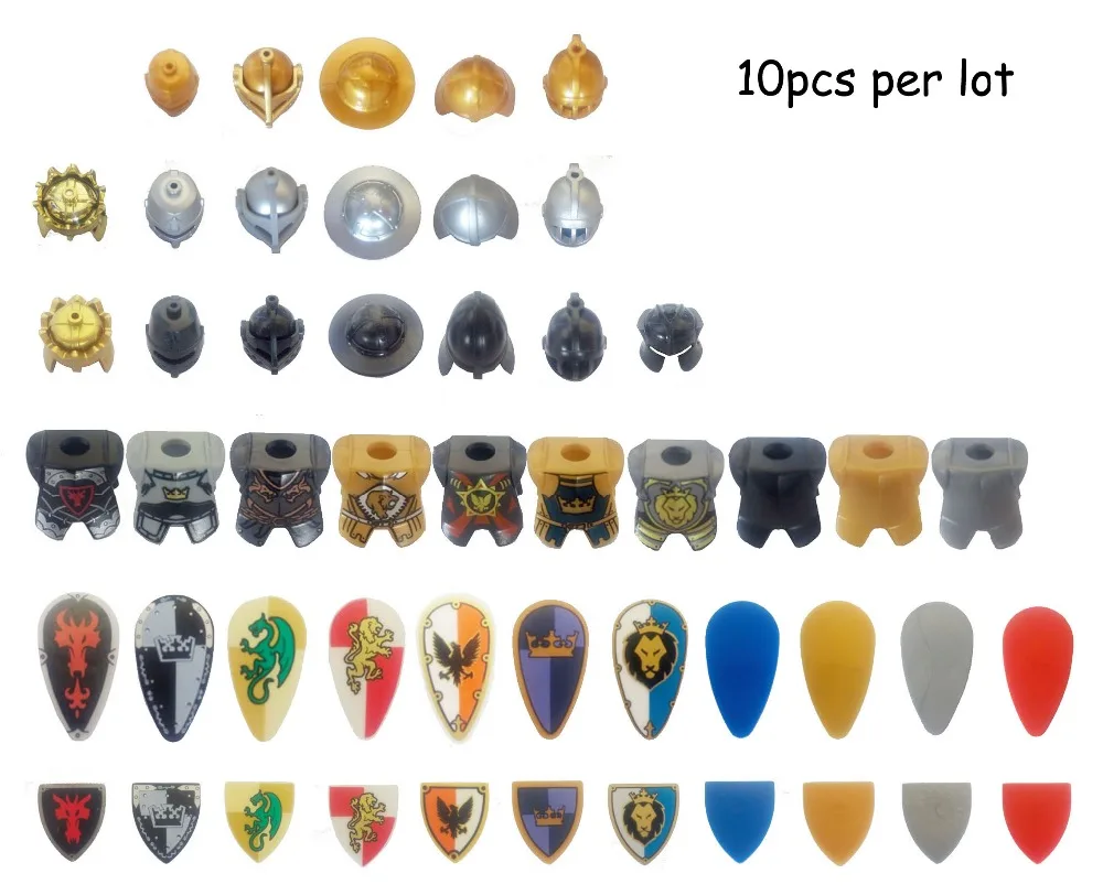 Шт. 10 шт. Замок Рыцарь печатных панцири щит жилет оружие корона король меховая