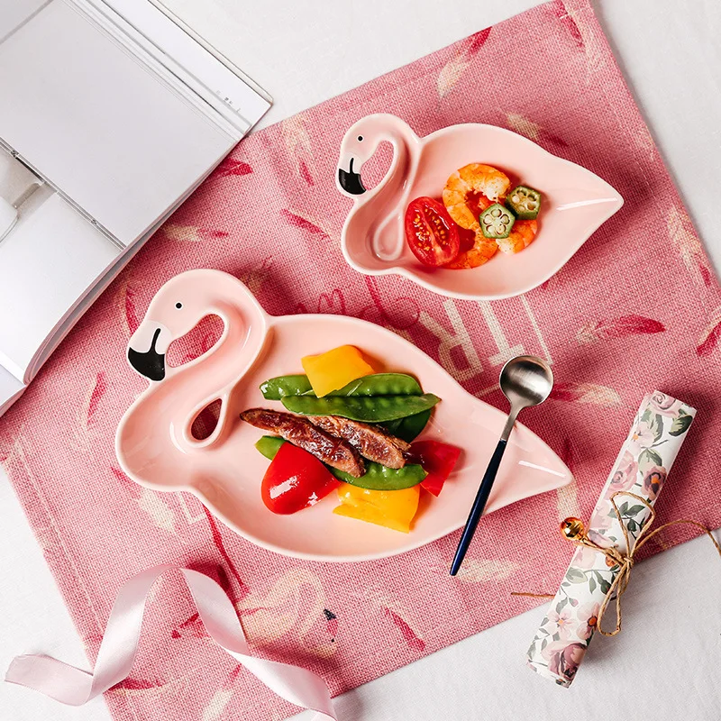Керамические блюда с фламинго креативная цветная глазурованная тарелка для