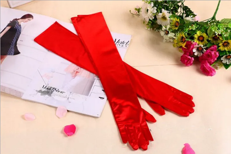 Новые модные длинные эластичные атласные перчатки для женщин/вечерние женские
