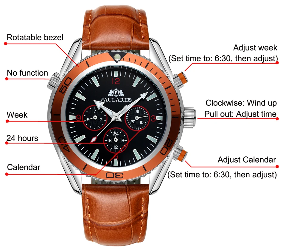Мужские автоматические механические оранжевые синие Черные кожаные резиновые часы с ремешком из нержавеющей стали, классические часы James Bond 007
