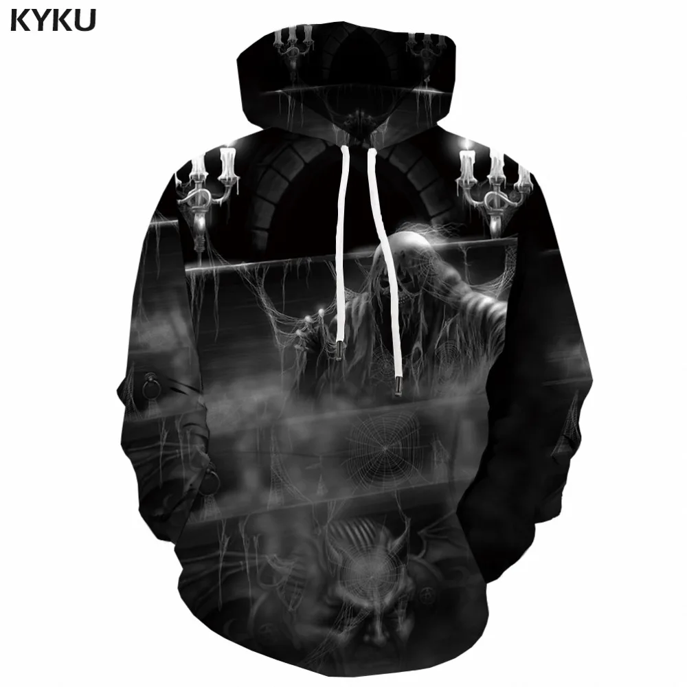 KYKU Grim Reaper Толстовка для мужчин хип хоп Череп 3d толстовки черный Паутина печати