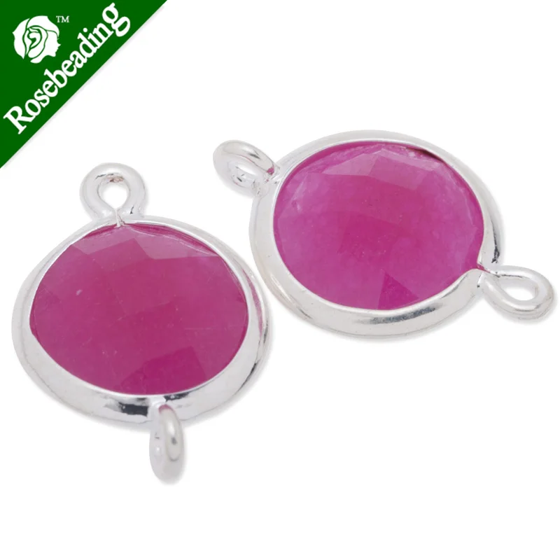 

11.5x17.5mm framed glass,metal framed glass,Faceted glass,rose,connectors,gemstone bezel,Sold 5pcs/lot-C3670